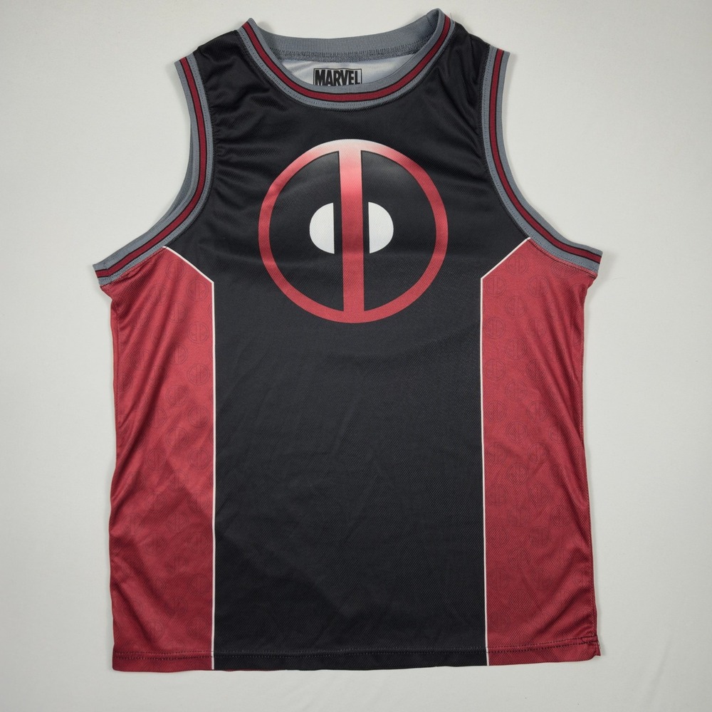Marvel Deadpool 91 Basketball Jersey Tank Top Mens Size M Red Black Mad Engine